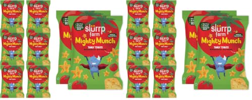 Image of Slurrp Farm Healthy Snacks for Kids | Mighty Puff Tangy Tomato| Not Fried, No Maida | Snack for School Tiffin and Travel-Friendly | 8X 20g Each (Pack of 2)