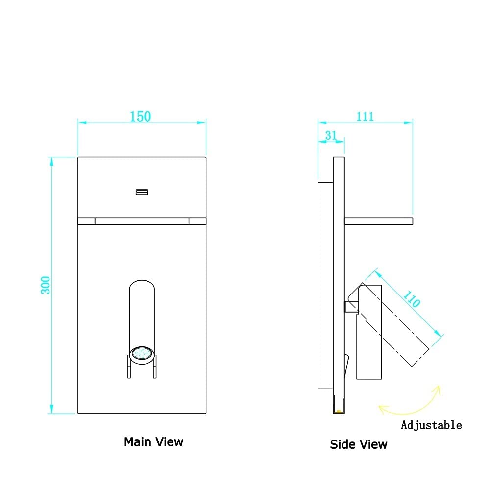 Aplique de Pared, Lámpara de Pared, Lámparas de Lectura, Cabecero de Cama, Aplique de Pared LED, Foco de Pared USB de 5 V 2,1 An, Retroiluminado para mesita de Noche, Pasillo, Cuad