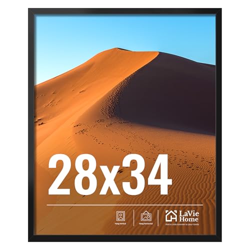 LaVie Home 28x34 Picture Frame for Wall Display, 28x34 Black Picture Frame with HD Plexiglas, 28 x 34 Photo Frame 1 Pack, Display Frame for Vertical or Horizontal, Classic Collection