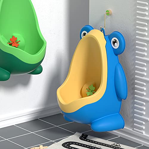 Frog Pee Potty, Cute Cartoon Wall Mounted Training Urinal with Aiming Target, Bathroom Funny Children Trainer Toilet for Baby Boys Toddler Kids, Blue - Thumbnail 3