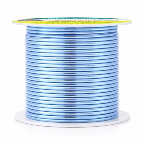 Image of Mandala Crafts 14 Gauge Ice Blue Anodized Aluminum Craft Wire, 60 FT | Colored, Flexible, Bendable, for Bonsai, Armature, Sculpting, Wire Wrapping, Jewelry Making, Weather & Tarnish Resistant