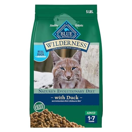 Blue Buffalo Wilderness Nature's Evolutionary Diet High-Protein, Grain-Free Natural Dry Food for Adult Cats, Duck, 5-lb. Bag
