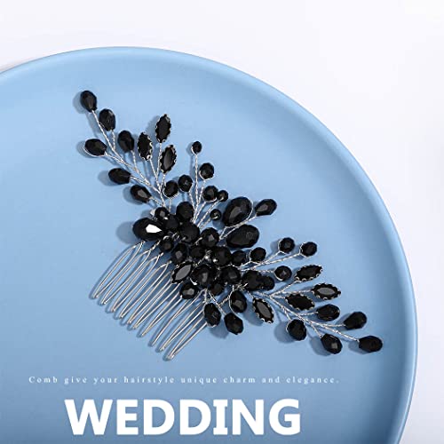 Jonky Crystal Wedding Hair Comb Black Rhinestone Hair Piece Bridal Headpieces Hair Accessories For Women #TOP2