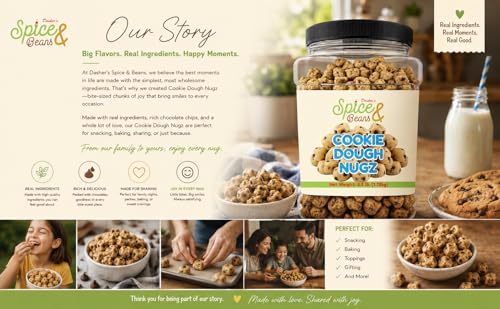 Image of Cookie Dough Nugz 2.5 lb | Edible Chocolate Chip Cookie Dough Pieces | Ready-to-Eat Snack, Ice Cream Topping & Dessert Inclusion | Bulk Resealable Container Made in USA | Dasher's Spice & Beans