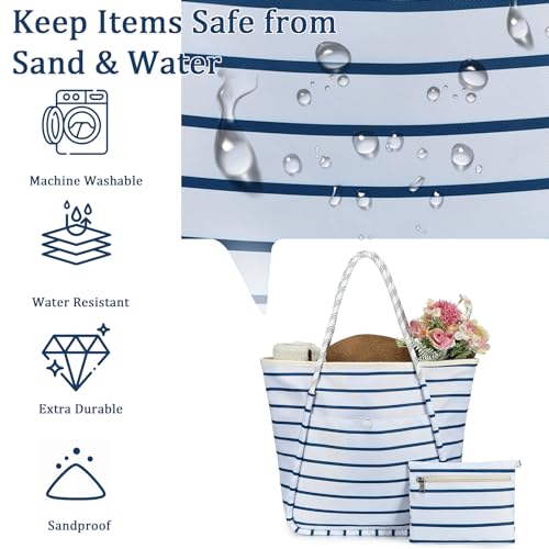 Bluboon Beach Bag Waterproof Sandproof Beach Tote Bag Packable Pool Bags Vacation Travel Birthday Gifts for Women 6