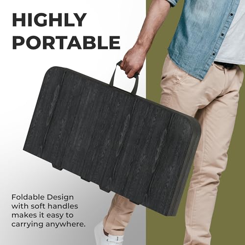 Image of Our Modern Space 34 inch Square Foldable Table with Built in Handle & Steel Legs | Heavy Duty Portable | Perfect for Party, Dining, Wedding, Events, Picnic Indoor, Outdoor, Camping, Utility, Temporary