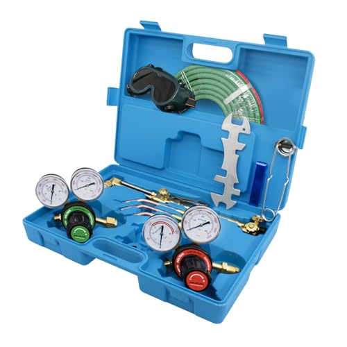 AWLOLWA Oxygen & Acetylene Gas Cutting Torch and Welding Kit Medium Duty Cutting Torch and Welding Kit (Blue)