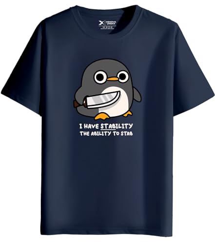 Image of XENOVAURBAN Men's Graphic Printed RN-Penguin Round Neck Regular and Plus Size Cotton T-Shirt
