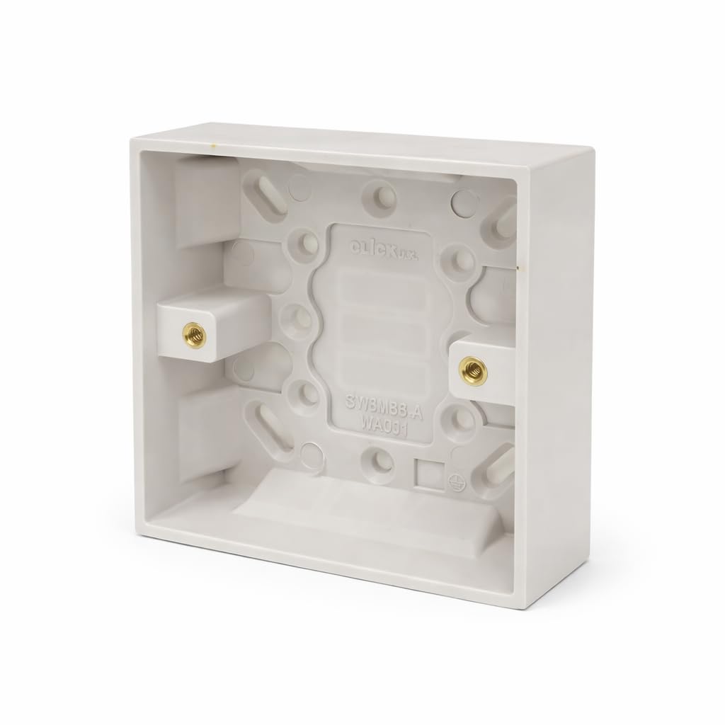 JD Brands Surface Pattress Box 1 Gang 30mm Deep | Surface Mount Back Box for Sockets & Switches | White Electrical Back Box (1 Pack)