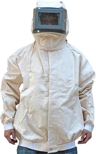 Protective Sand Blasting Coverall, Full-Body Protective Coveralls with Clear Face Shield, Heavy-Duty Sandblasting Protective Gear for Industrial Use, Anti Dust/Wind Sandblasting Tool