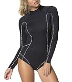 O'Neill Wetsuits Damen AVA Langarm Einteiler Badeanzug O'neill Damen AVA Langarm Einteiler Badeanzug - Xs, Damen, ONLC-SU7475009-BLK-MD, Schwarze Paspelierung, M
