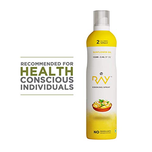 Image of LB RAY Cooking Spray Sunflower Oil - Low-Calorie, 100% Oil Spray, No Gases, Emulsifiers, and Water (200 ml, Pack of 3)