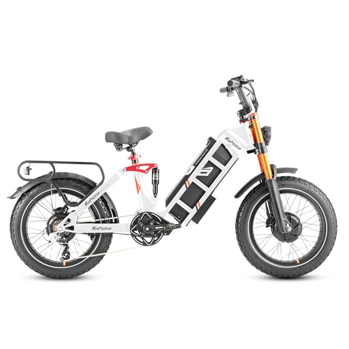 eAhora 2026Juliet Pro 2 Dual Motor 5400W Electric Bike for Adult, 60V 70Ah 220+Miles Long Range, 43 Mph Ebike, 20" Fat Tire Full Suspension Mountain for Urban Commutes, Delivery for Light Off-Road,APP