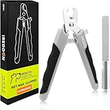 IREDOON Profi Krallenschere für Hunde und Katzen mit Hohe Qualität Nagelfeile aus Edelstahl und Hltrascharfen Klingen aus 4Cr13-Edelstahl für Kleine, Mittlere und Große Rassen