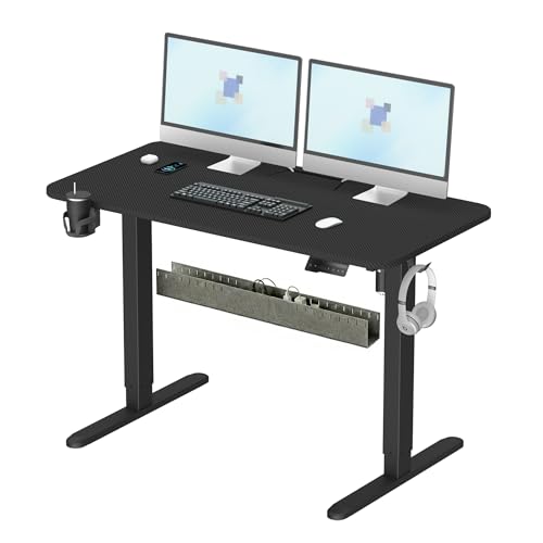 Image of Electric Standing Desk,48x24 Inch Adjustable Height Sit Stand Desk with Cable Management Tray,with Memory Presets Ergonomic Computer Desk for Home Office /Gaming /Workstation,Black