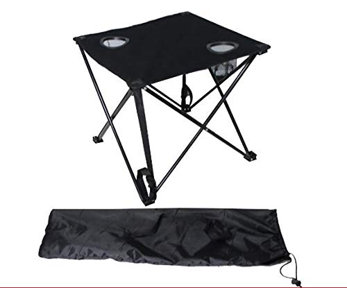Möbelbörse Campingtisch faltbar mit 2 Getränkehalter Klapptisch Falttisch Gartentisch Tisch Schwarz