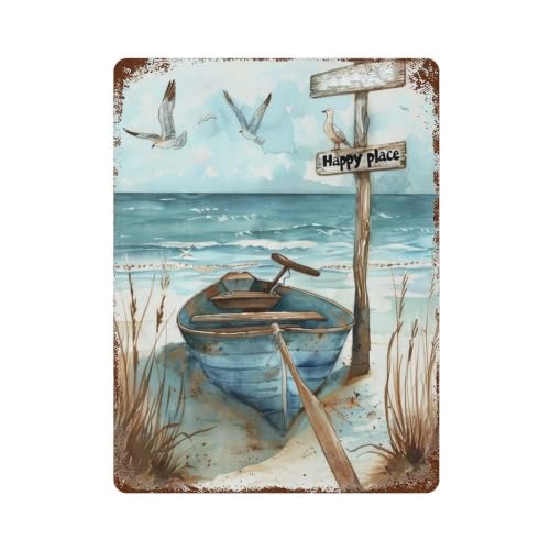 Plaque murale rétro en métal pour décorer un salon style bord de mer
