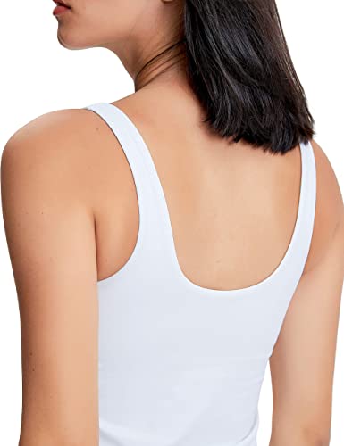 Image of POSHDIVAH Longline Sports Bra Workout Tank Tops | Padded, Removable Pads, Built in bra, Wirefree, Buttery Smooth, Soft, Fitness, Running, Yoga, Wide Straps, U-back