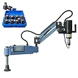 US Stock M3-M16 Electric Tapping Machine with AUTO Spray Oil System 9pcs ANSI standard Tap Collets 1200mm Electric Tapper Machine 0-375RPM/min 360 Degree Flexible Tapping Arm
