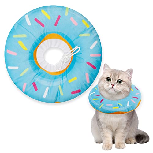 Image of Soft Cat Cone Collar, Adjustable Cat Recovery Collar, Cute Cat Neck Donut, Comfortable Protection Cone Collar Replacement Elizabeth Collar for Post-Surgery Kittens, Puppies and Small Dogs
