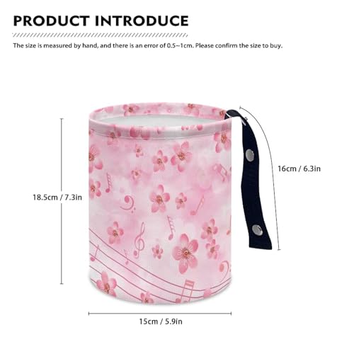 Image of Music Cherry Blossom Car Garbage Can Mini Car Trash Bin Truck Organizer Auto Storage Bag Waterproof Portable Accessories Road Trip for Kids