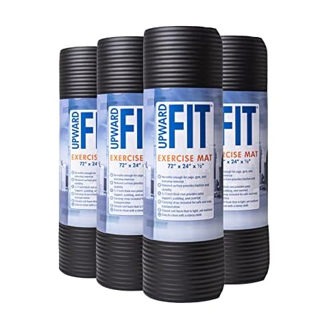 Upward Fit 1/2 Inch Thick Exercise Yoga Mats with Carrying Strap, 4 Pack, 72 by 24 Inches, Bulk Fitness Mat for Yoga, Pilates, or Workout, Non-Slip Gym Mats for Schools and Studios Cover