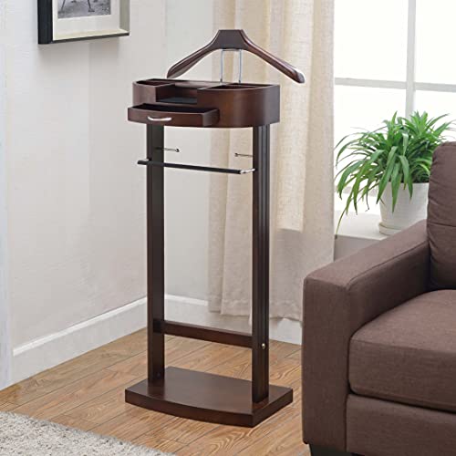 Proman-Products-Crescent-Moon-Valet-Stand-with-Drawer-Top-Tray-Contour-Hanger-Trouser-Bar-Tie-Belt-Hooks-and-Shoe-Rack-VL36546