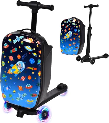 Scooter Koffer, 37L Kinderkoffer mit Roller, Kinderkoffer...