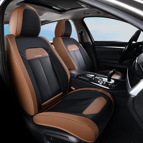 Image of FLORICH Car Seat Covers Front Seats Only, Luxury Leather Seat Covers Universal Anti-Slip Driver Seat Cover, Automotive Vehicle Seat Covers fit for Trucks Vans SUVs Sedans (2 Packs, Light Coffee)