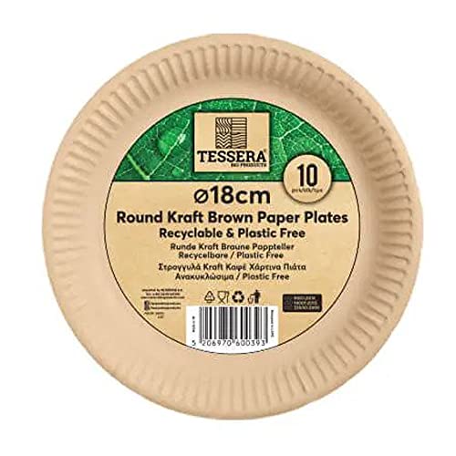 Tessera Bio Products QXR18KR - Platos redondos de papel (18 cm, 10 unidades)