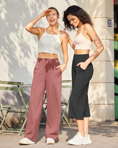 Image of G4Free EverGoing Yoga Pants Women Wide Leg Pants with Pockets High Waist Stretch Dress Casual Sweatpants Petite /Regular /Tall