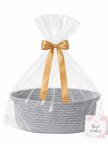 Image of Gift Basket Empty, Small Baby Shower Basket for Gifts, Gray