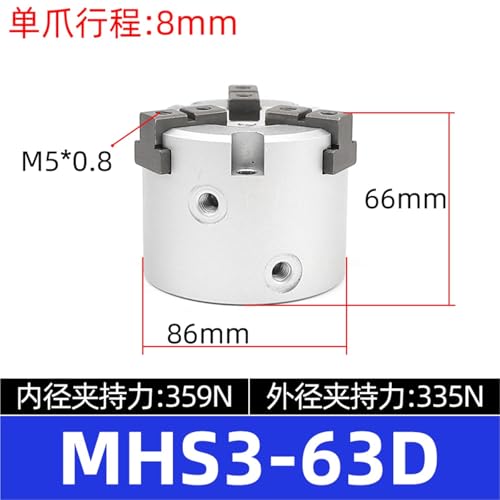 Cylindre à trois griffes MHS3-63D avec serrage synchrone de précision - 3