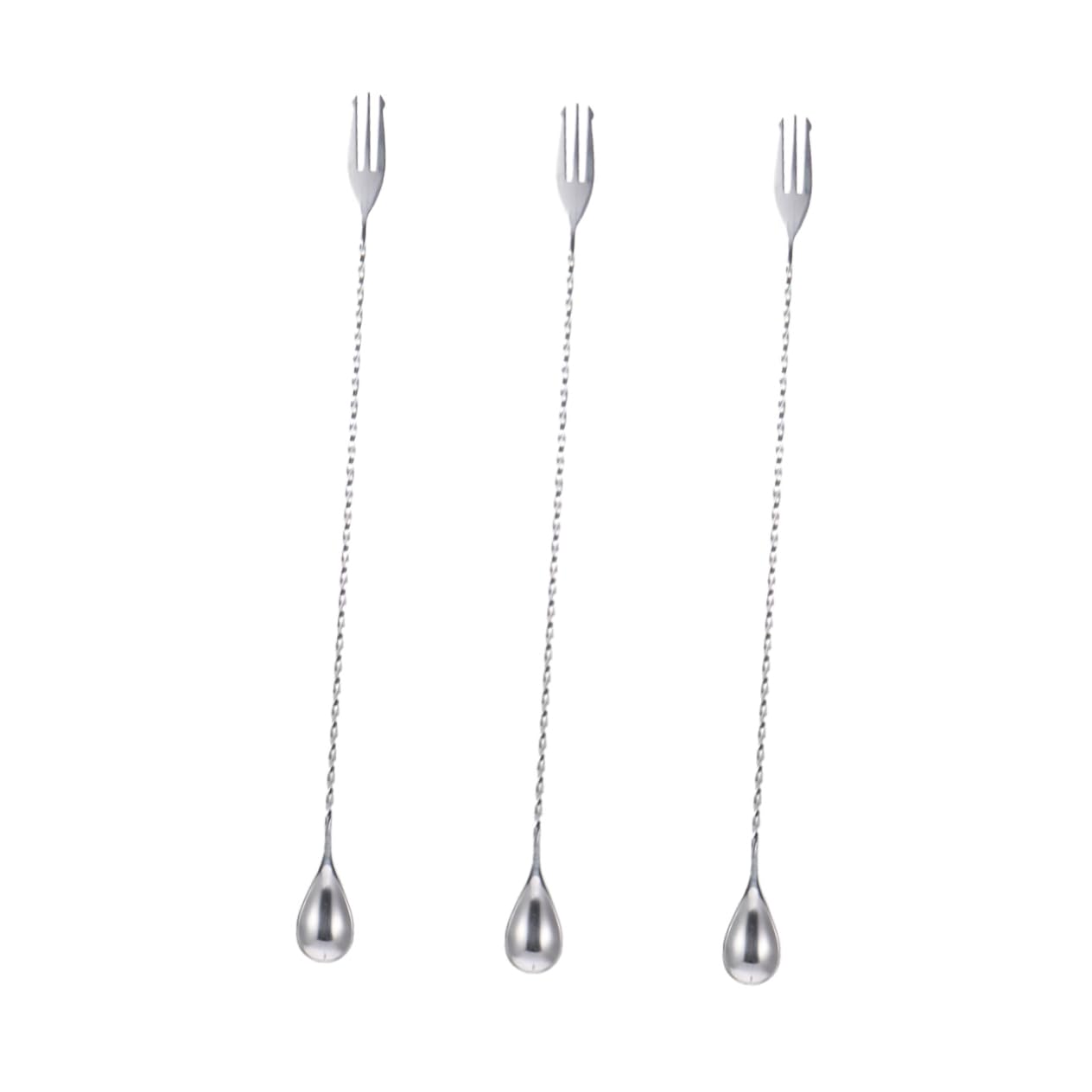 TOPBATHY 9 Piezas cuchara de acero inoxidable cucharas mezcladoras de mango largo cuchara de coctel de bar Silver
