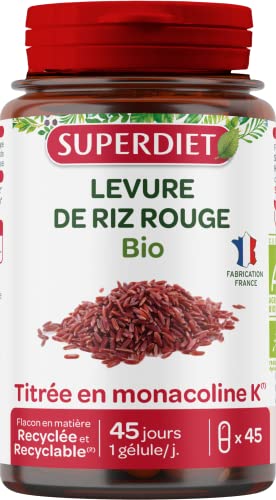 SUPERDIET - LEVURE DE RIZ ROUGE - Bio - Végan - Titrée en monacoline K - Fabrication française -...