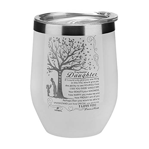 FAYERXL Personalised Gift to My Daughter 12 oz Wine Tumbler Engraved Drinking Glass