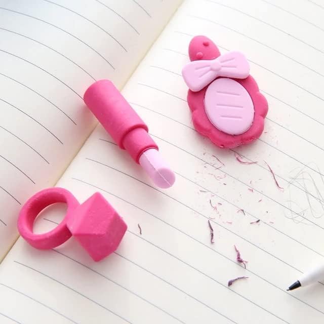 Image of AK Store (Pack of 4) 3D Cute Cartoon Shape Rubber Pencil Erasers, School Stationery for Kids, Boys Girls, Birthday Return Gifts (Makeup)