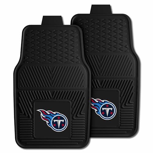 FANMATS 8776 Tennessee Titans 2-Piece Heavy Duty Vinyl Car Mat Set, Front Row Floor Mats, All Weather Protection, Universal Fit, Deep Resevoir Design