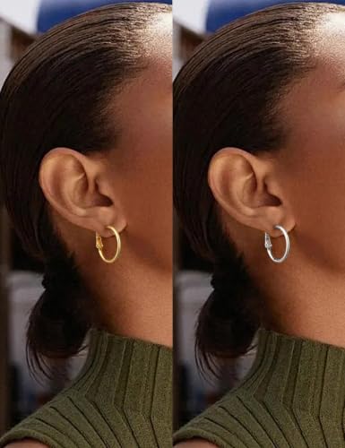 Image of Gacimy Gold Hoop Earrings for Women, 14K Gold Plated Thin Hoops