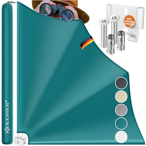 KESSER Ventaglio per balcone pieghevole con supporto a parete, 140 x 140 cm, protezione da sguardi indiscreti per balcone, tenda laterale, resistente alle intemperie, con materiale di montaggio