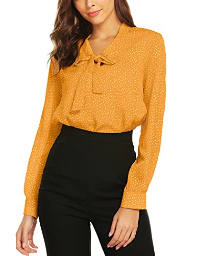 Acevog Casual Tops For Women Bow Tie Neck Floral Chiffon Shirt Blouse #TOP21