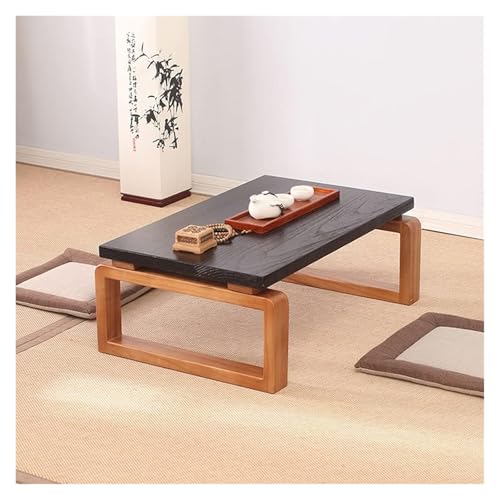 Table basse japonaise pliante rectangulaire noire 60x40x30 cm