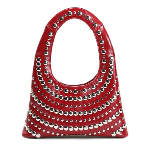 Image of CUXVA Studded Purses Y2k Shoulder Bag 90s Punk Women Small Shouder Purse PU Leather Designer Handbags