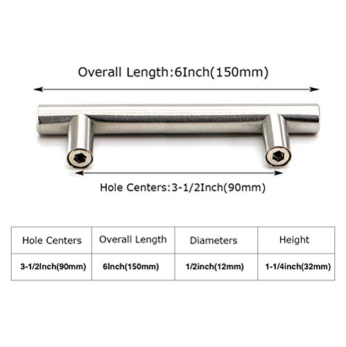 homdiy Cabinet Handles Brushed Nickel Drawer Pulls - HD201SN Cabinet Hardware Stainless Steel Kitchen Cupboard Handles Cabinet Handles,15 Pack 3-1/2in Hole Centers Handles for Dresser Drawers