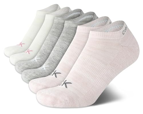 Image of Calvin Klein Womens No Show Socks - 6 Pack Breathable Cotton Blend Athletic Performance Low Cut Running Socks for Women
