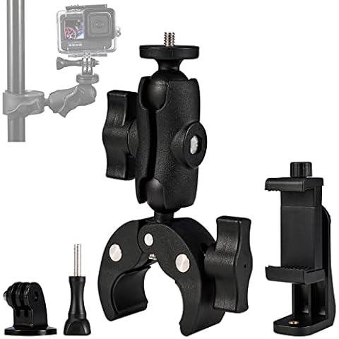Vkesen Bicycle Motorbike Handlebar Mount with Tripod Adapter and Smartphone Clip compatible with Insta360, Sony, GoPro, DJI, AKASO and other cameras Cover
