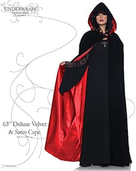 Hooded crush velvet Black and redロングマント Amazon.com: Deluxe Black Velvet and Red Satin Cape, Multi, One