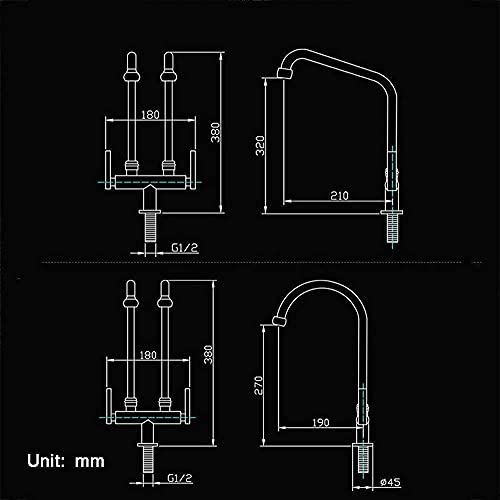 Grifo de lavabo en cobre cromado resistente con doble cabezal 2