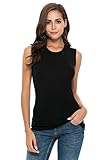 Nasperee Women Sleeveless Crew Neck Tank Tops Slim Fit Yoga/Workout Stretch Layer T Shirt