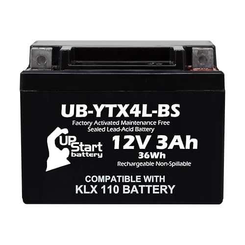 12V 3Ah YTX4L-BS Replacement for Kawasaki KLX 110 Battery - Compatible with Kawasaki Z125 PRO Battery KLX110-12 Volt Motorcycle Batteries YTX4L AGM SLA